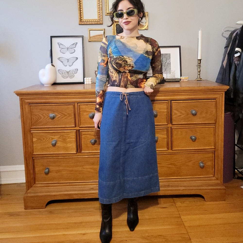 Vintage Denim Midi Skirt